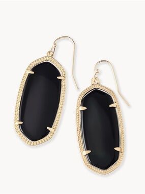 Kendra Scott- Elle Gold Drop Earrings in Black Opaque Glass